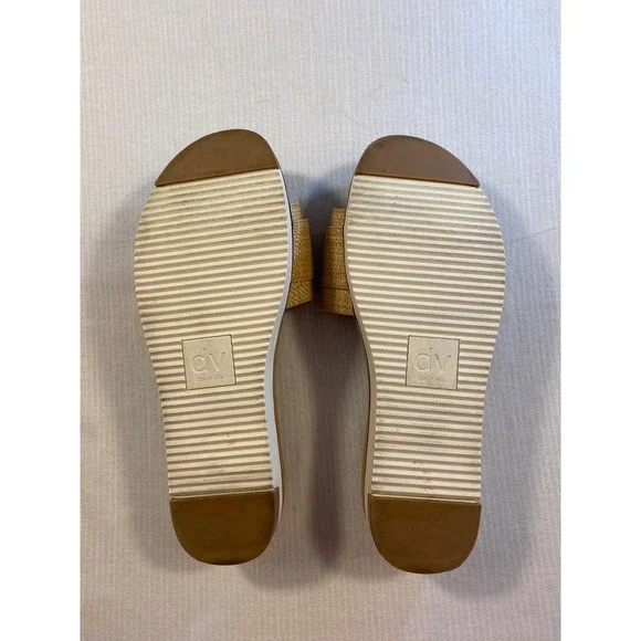Dolce Vita Raffia Buckle Slide Sandals Neutral Platform Chic 10m - Picture 6 of 6